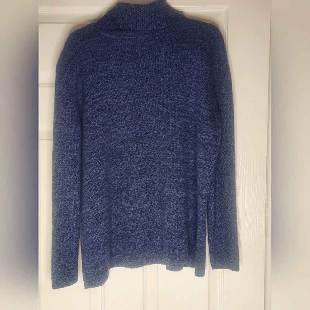 Modern Soul 1X MelangeBlue Lngslv Turtleneck 100% WOOL RibedKnit Women’s Sweater